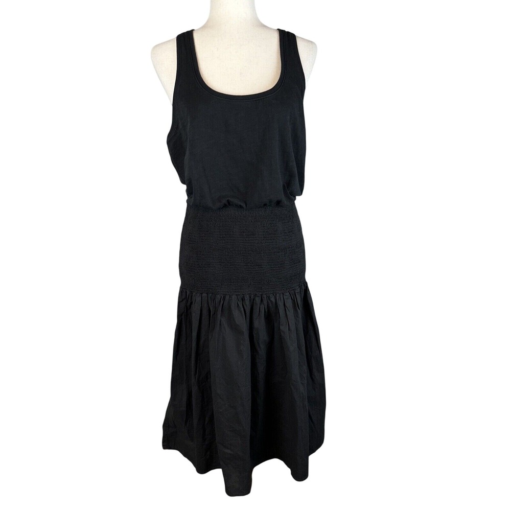 Nation LTD Sahar Combo Midi Dress Size L Black Cotton Sleeveless Minimalist